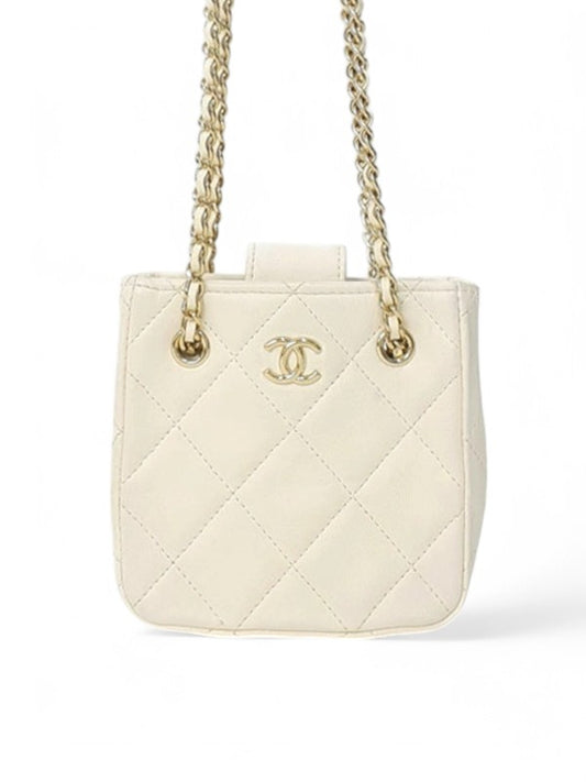 Chanel Matelassé Mini Chain Blanc