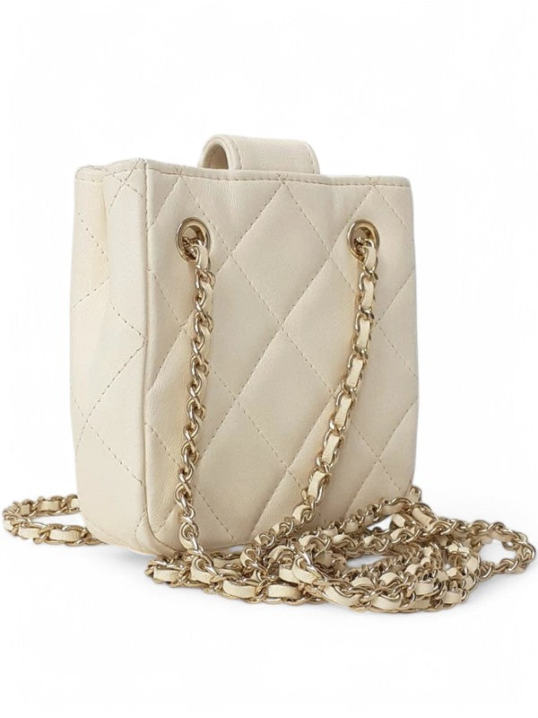 Chanel Matelassé Mini Chain Blanc — view 2