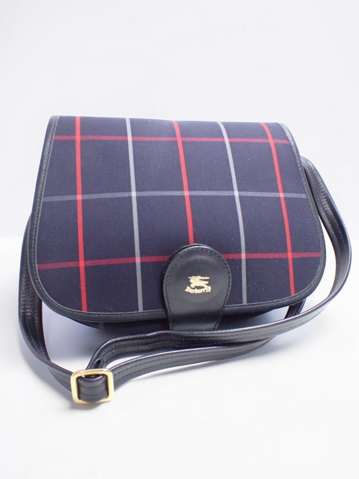Burberry Vintage Crossbody Navy Check - Front View — view 1