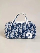 Dior Trotter Pile Boston Bag Blue - Front View view 1