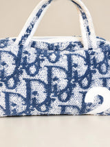 Dior Trotter Pile Boston Bag Blue - Detail 7 view 8