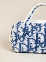 Dior Trotter Pile Boston Bag Blue - Detail 8 view 2