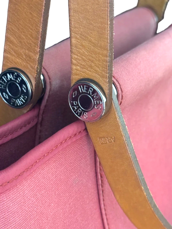 Hermes Herbag Cabas Rouge - Handle Detail — view 8