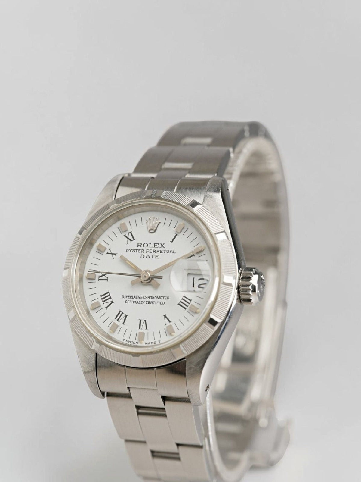 Rolex Oyster Perpetual Date 69190 Ladies Roman - Front View — view 1