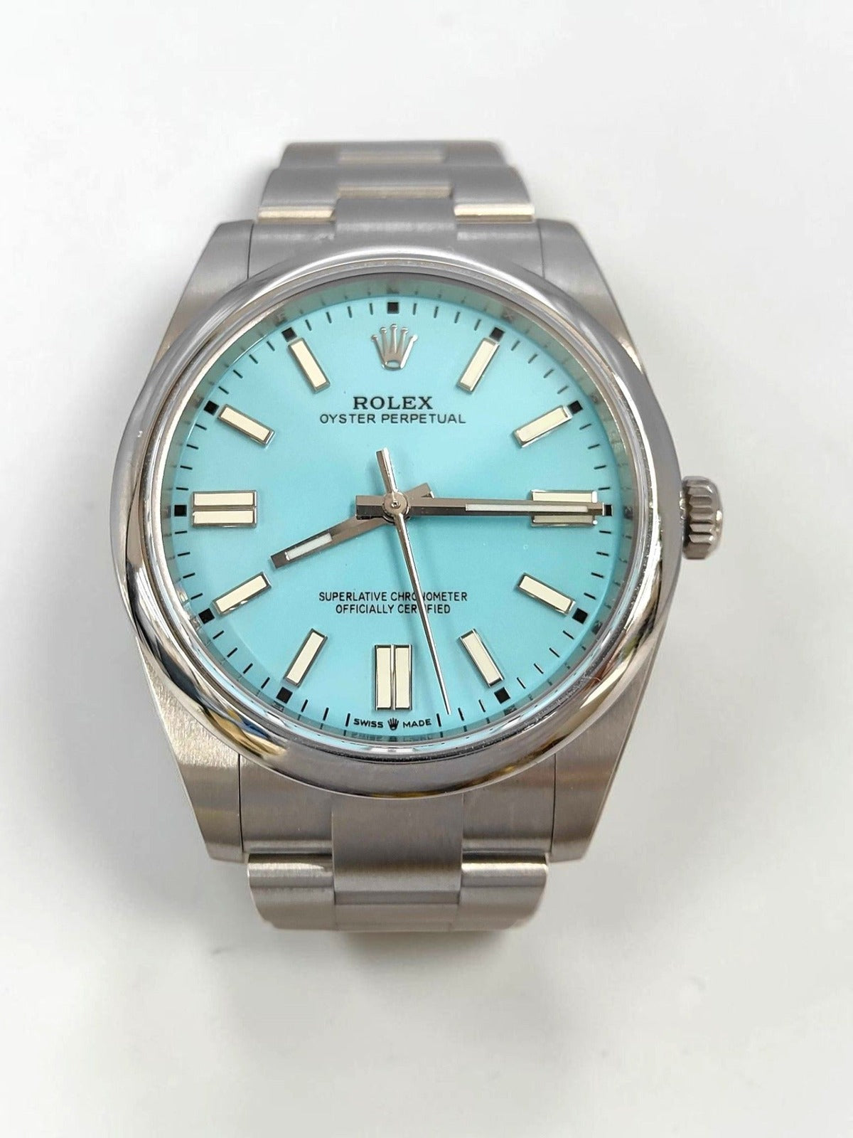 Rolex Oyster Perpetual 41 Turquoise Blue 124300 - Front View — view 1