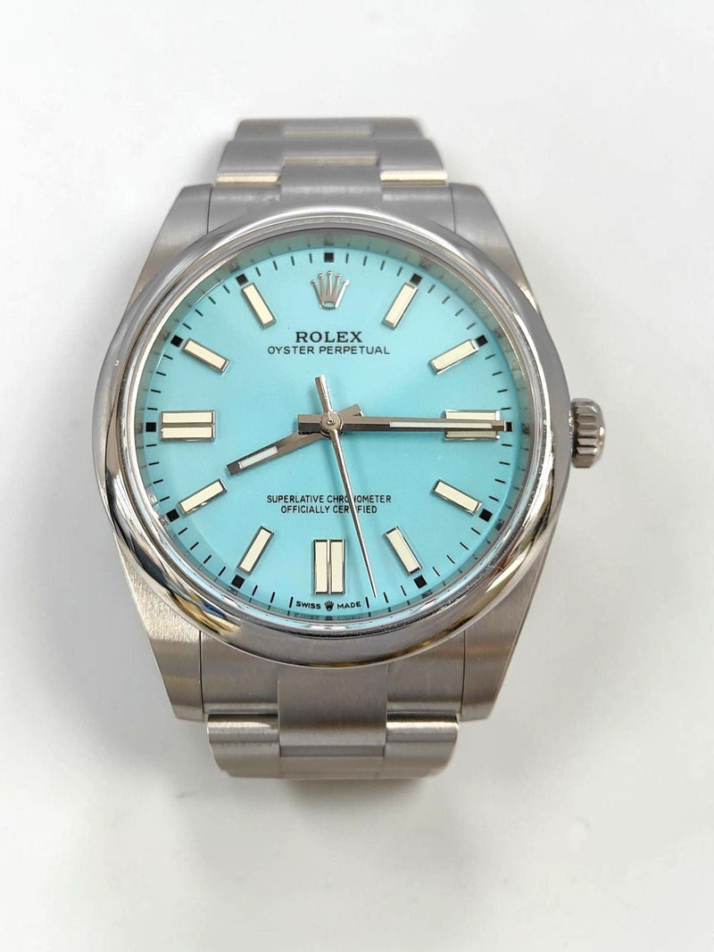 Rolex Oyster Perpetual 41 Turquoise Blue 124300 - Front View